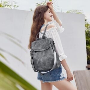 🆕️Womem's Leather Anti Theft Travel Backpack Steel Cyan Color